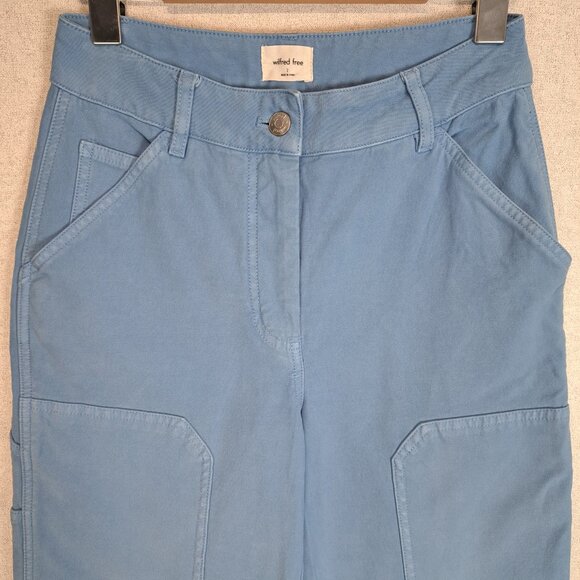 Wilfred Free Women's Size 2 Blue Straight Wide Leg Modern Utility Cargo Pants - Picture 3 of 10